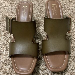 Platform Block Heel Slide